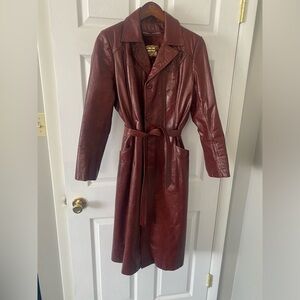 Vintage Genuine Leather Oxblood Trench